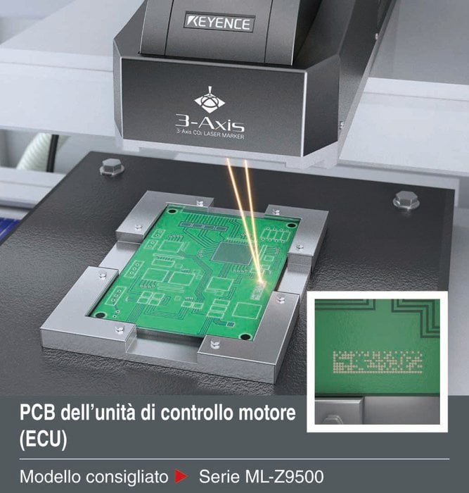 MARCATURA LASER KEYENCE SU COMPONENTI ELETTRONICI